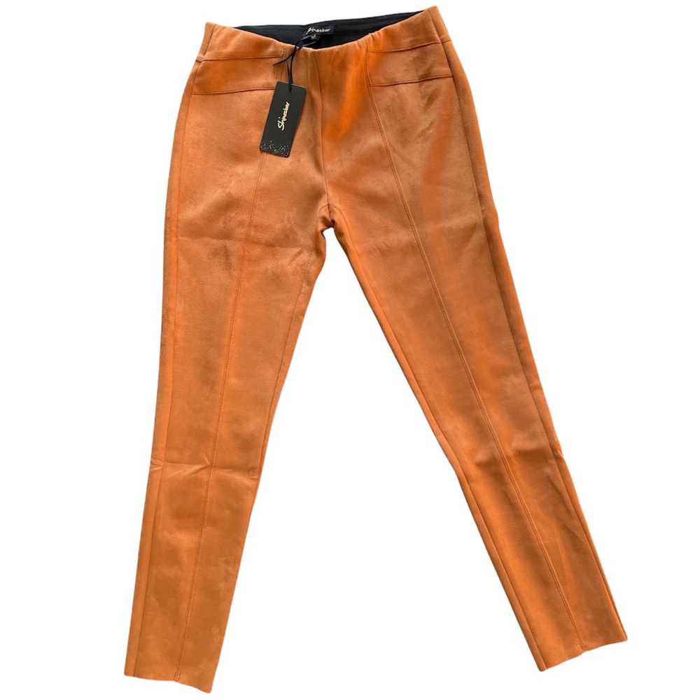 NWT! Fashion Nova Faux Suede Cognac Colored Pants - Picture 2 of 8